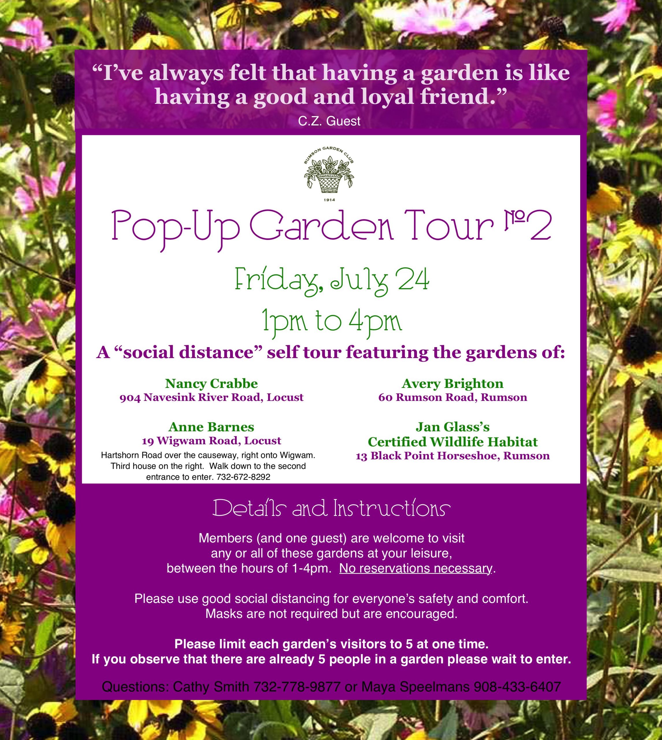 Pop Up Garden Tour 2 July 2020